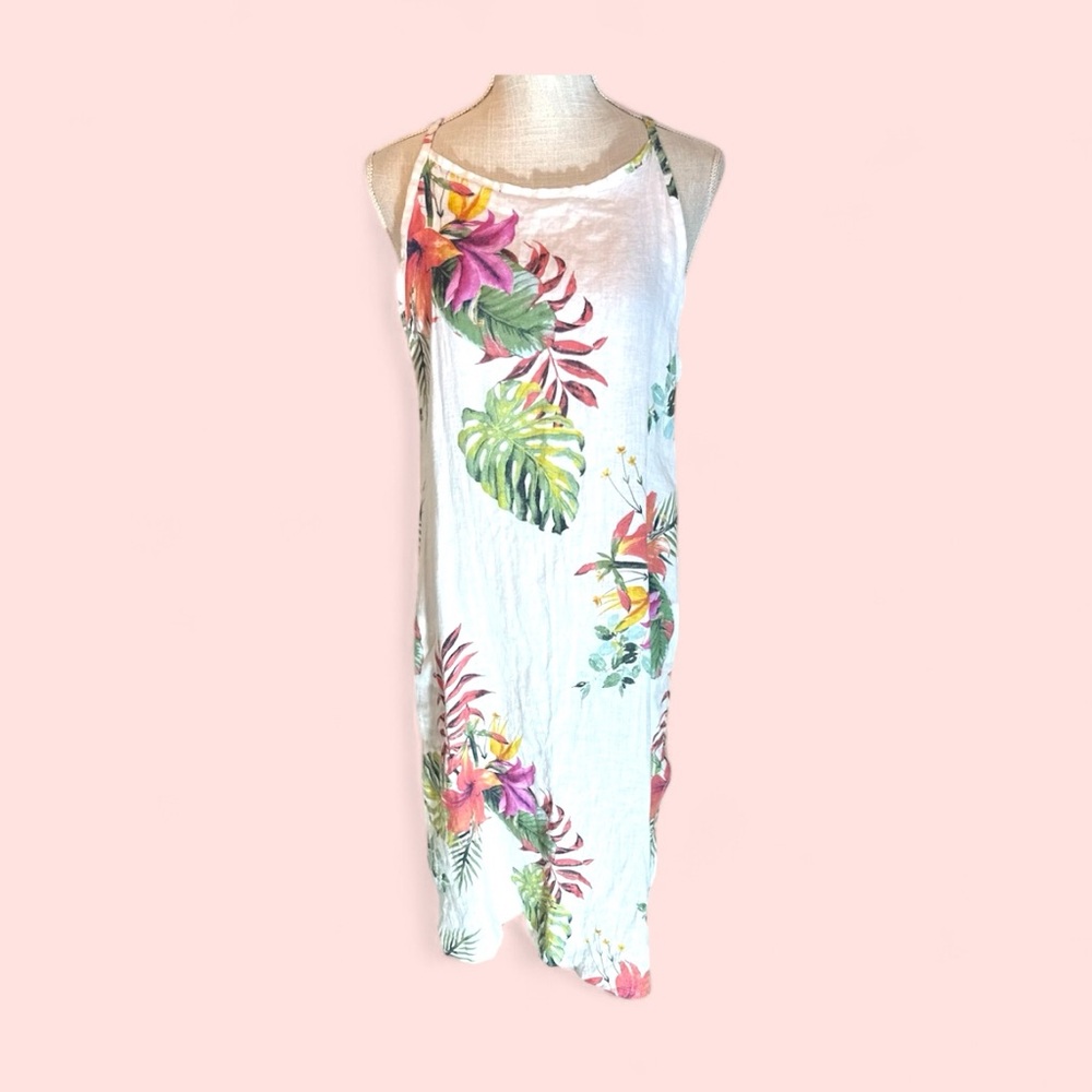 Lungo‎ L’Arno size small floral palm linen maxi dress
